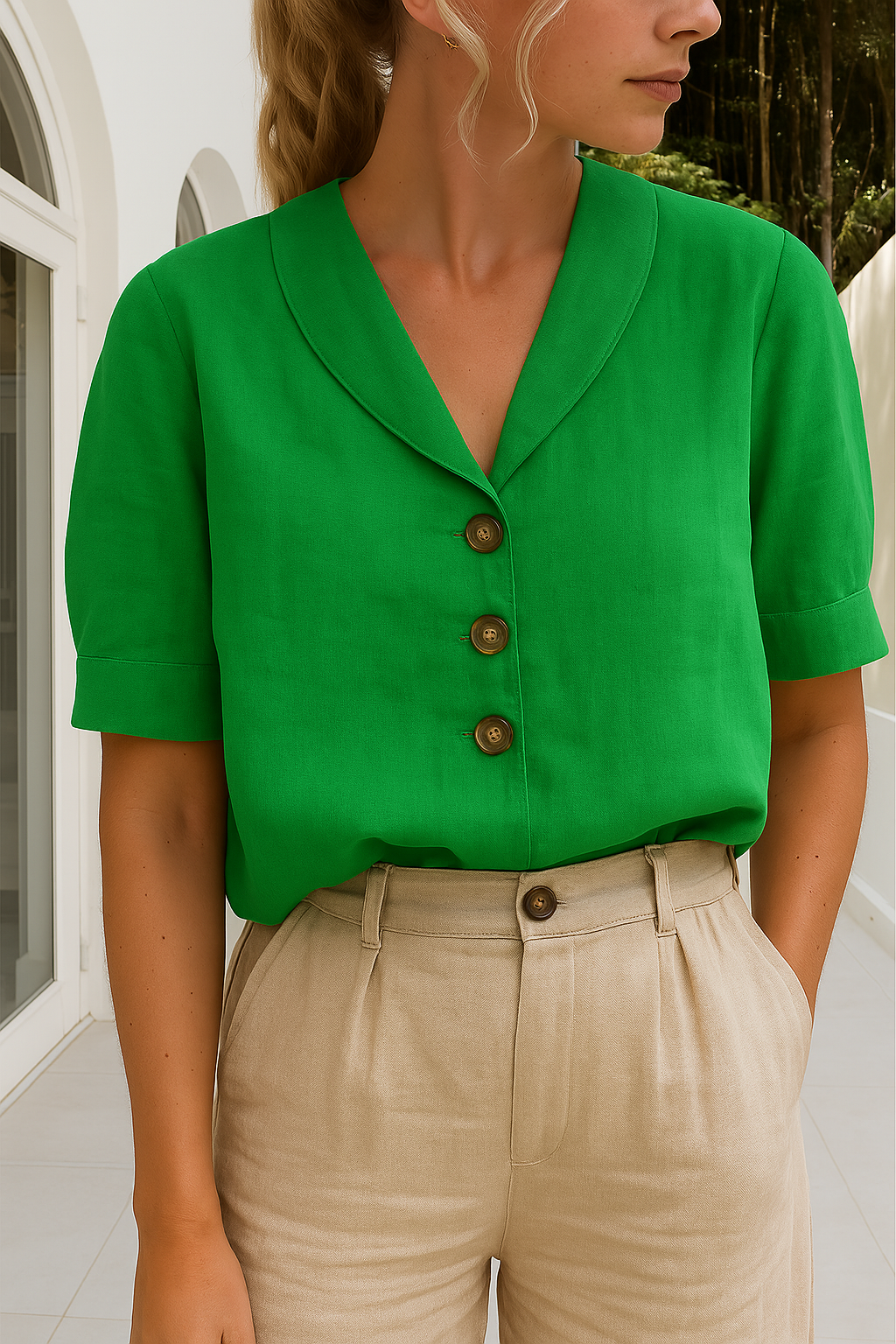 Cotton Linen Blend Short Sleeve T-Shirt