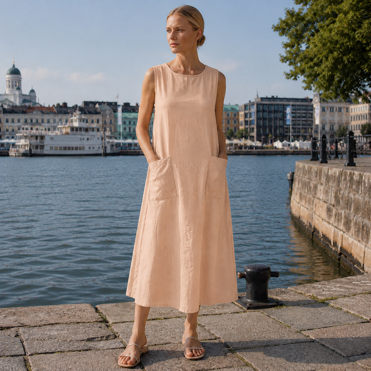 Sleeveless Pocketed Relaxed Fit Dress