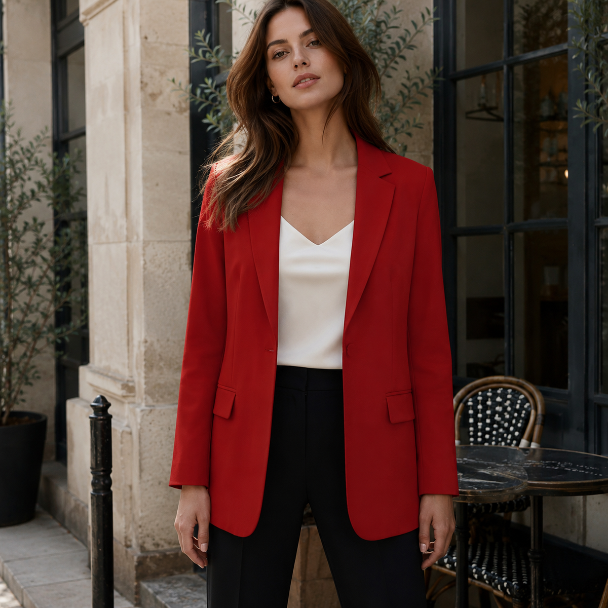Tailored Fit Structured Blazer With Long Sleeves