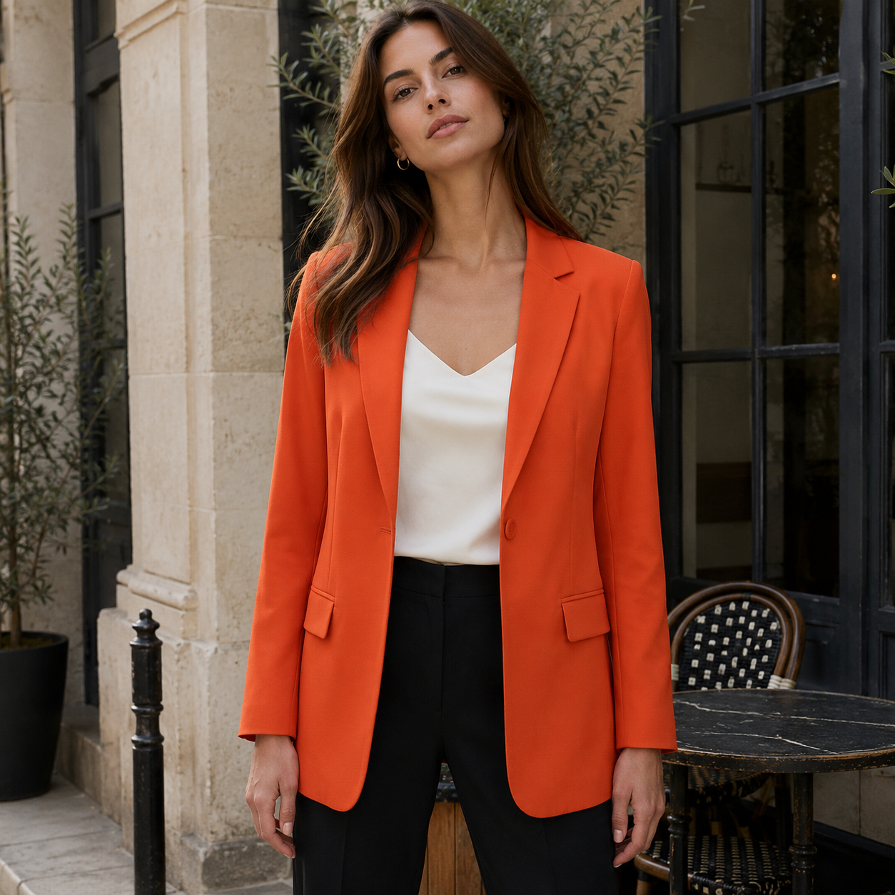 Tailored Fit Structured Blazer With Long Sleeves