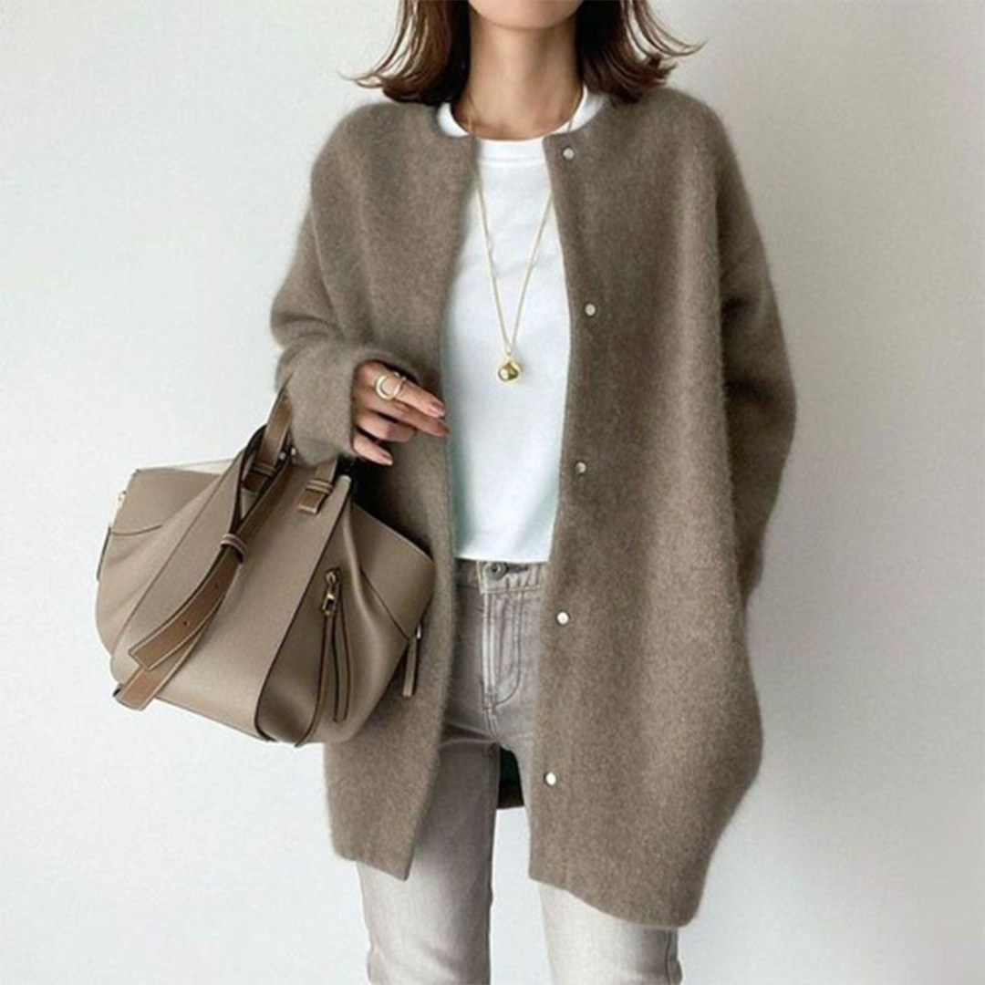 Cotton Linen Blend Cardigan With Side Pockets