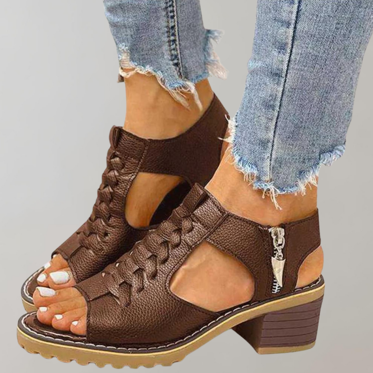Orthopedic Heeled Lace Sandals