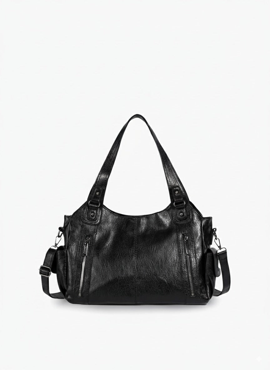 Structured Vegan Leather Shoulder Bag