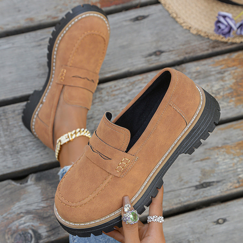 Arden Suede Platform Loafers with Chunky Rubber Sole
