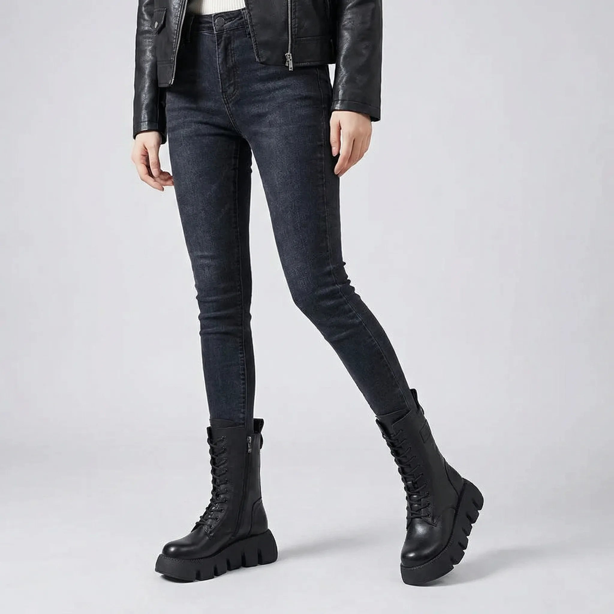 Arch Support Lace-Up Platform Combat Boots