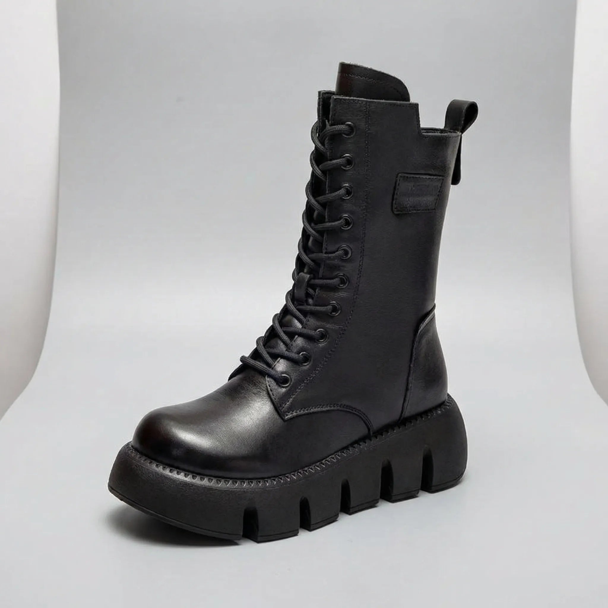 Arch Support Lace-Up Platform Combat Boots