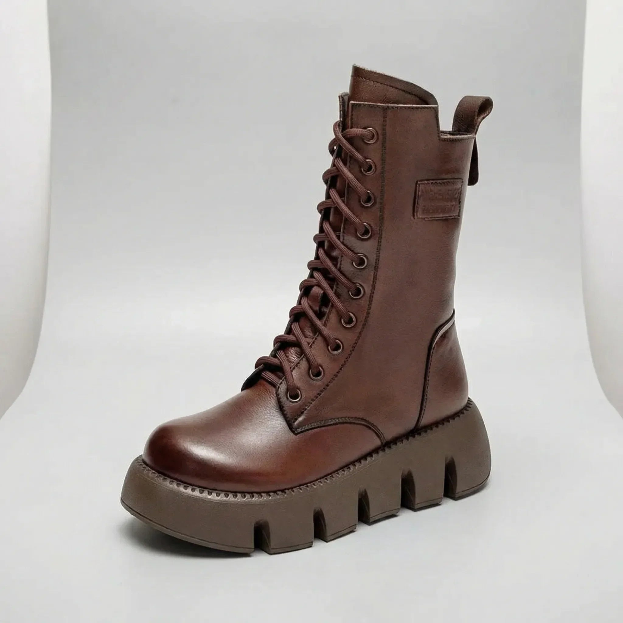 Arch Support Lace-Up Platform Combat Boots