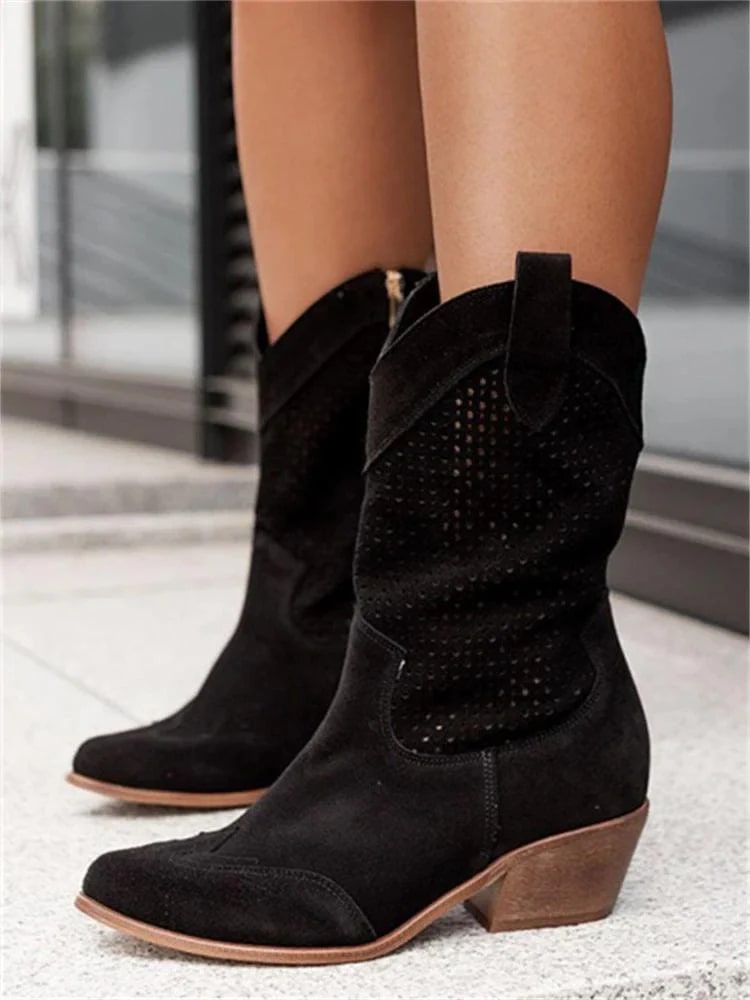 Perforated Western Ankle Boots