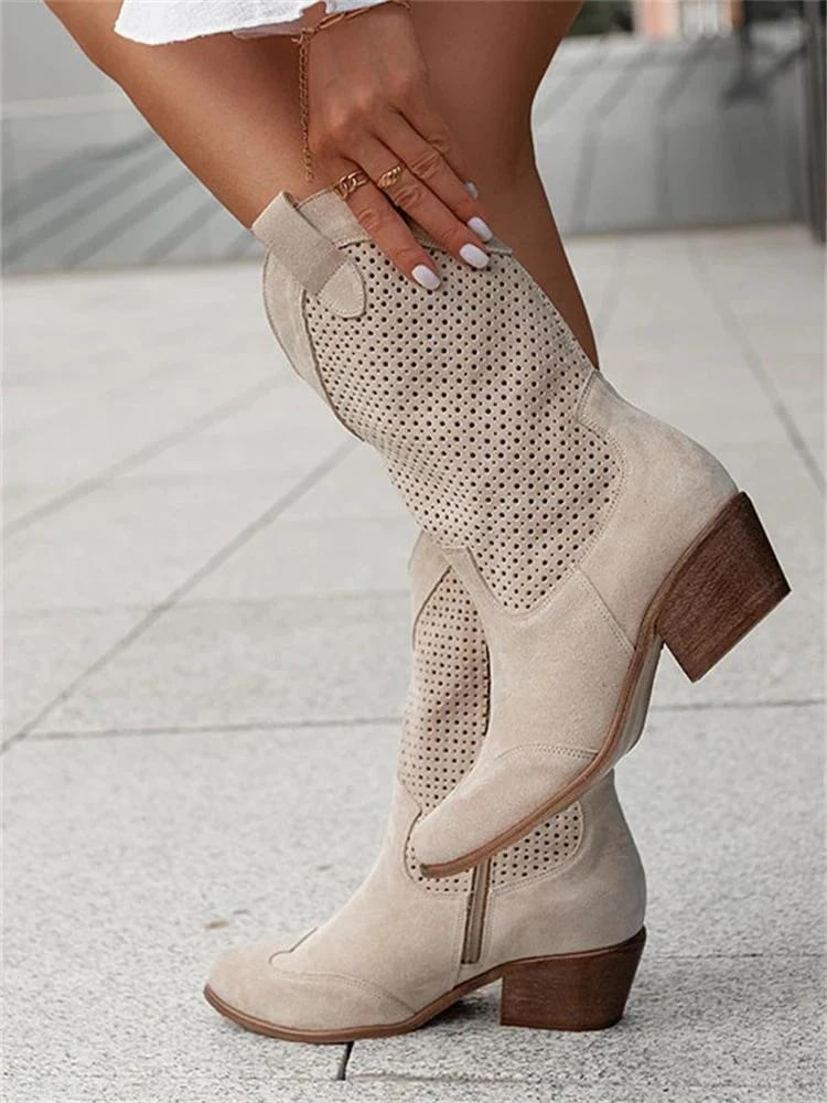 Perforated Western Ankle Boots