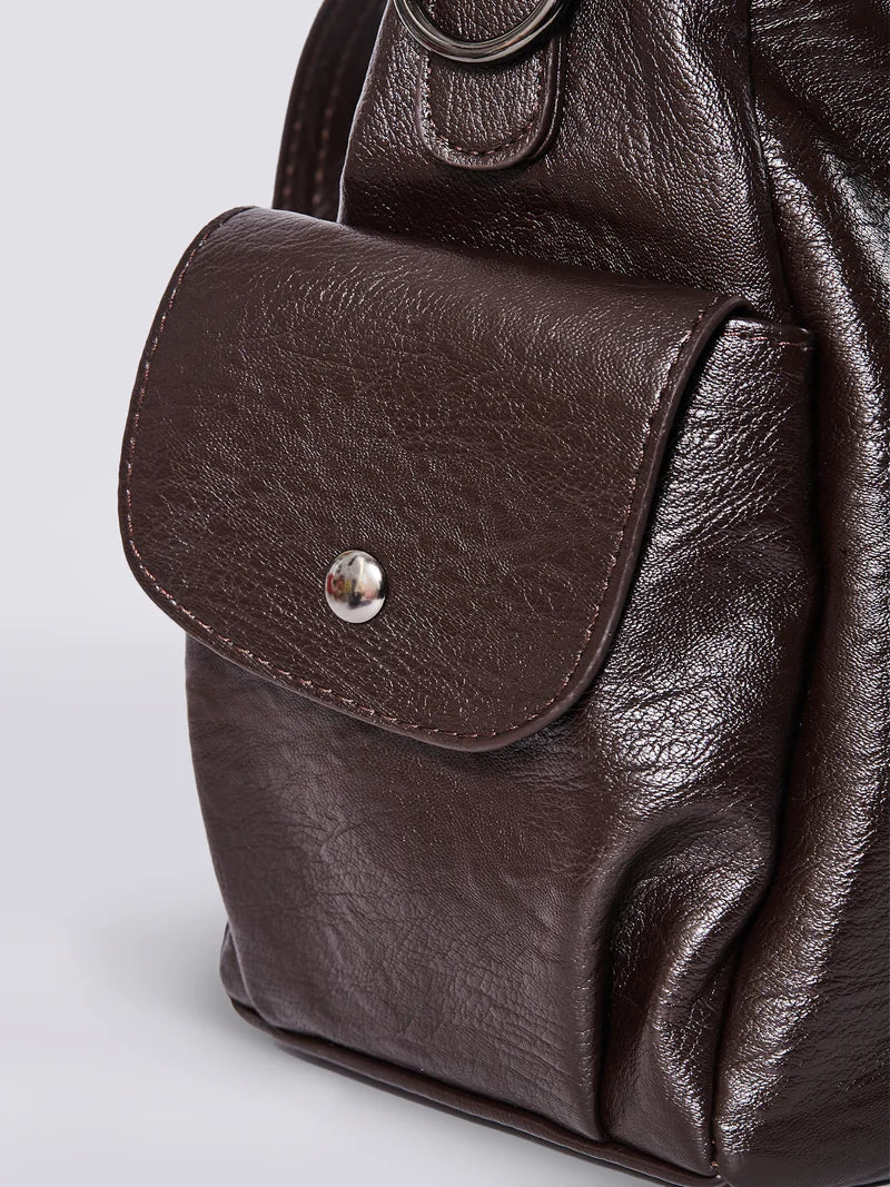 Structured Vegan Leather Shoulder Bag