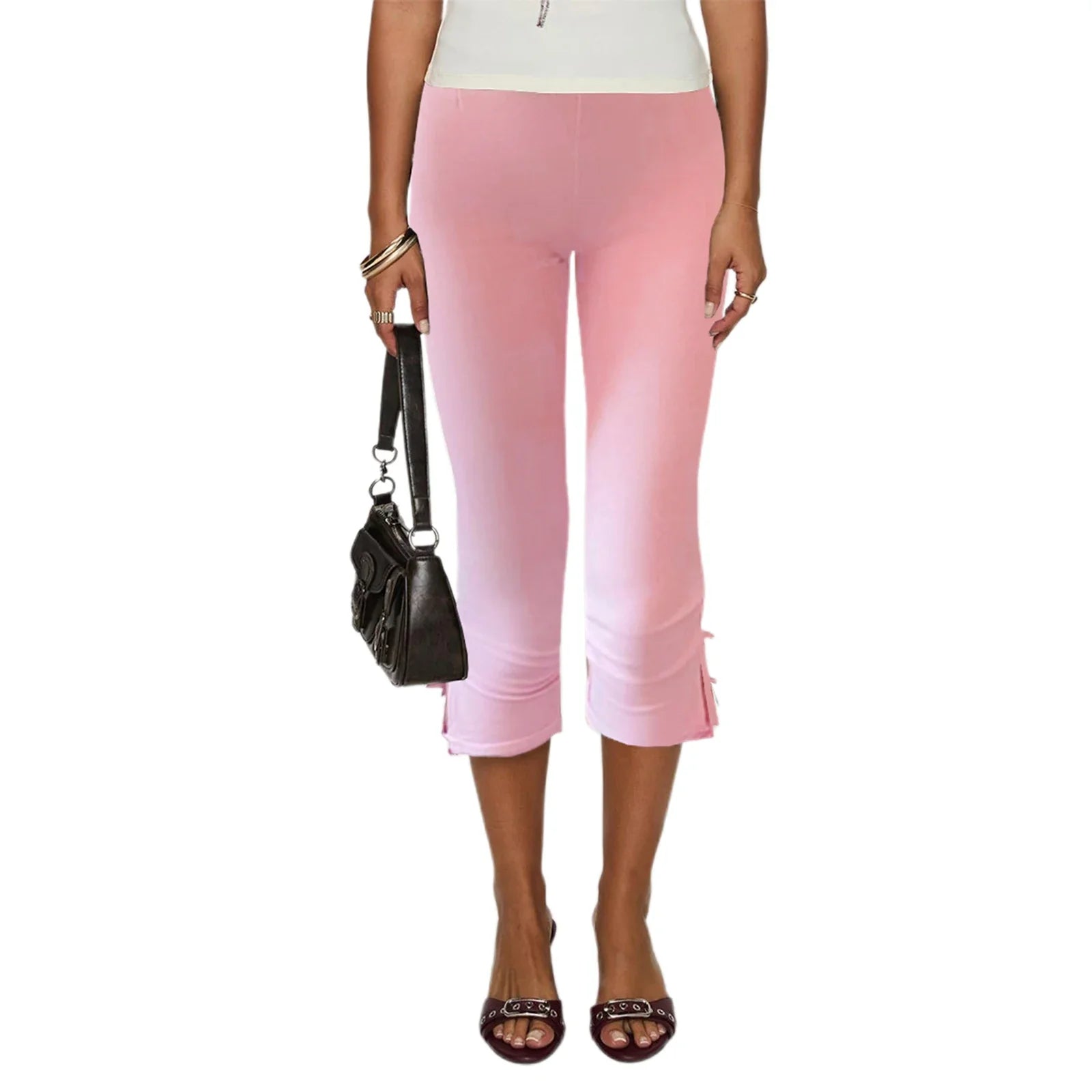Flare Capri Pants with Satin Bow Ankle Detail