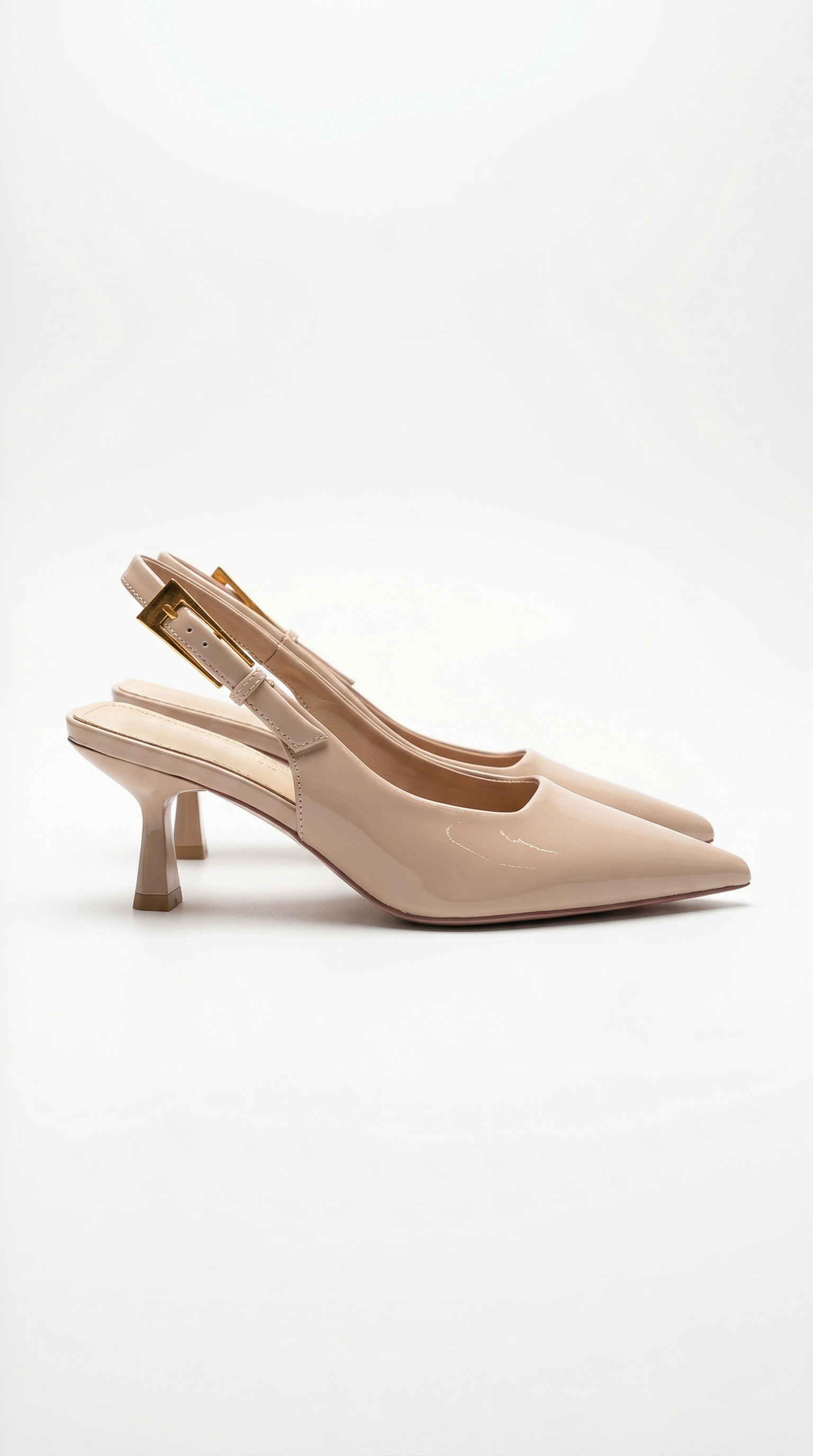 Patent Leather Pointed Toe Kitten Heel Slingback Pumps