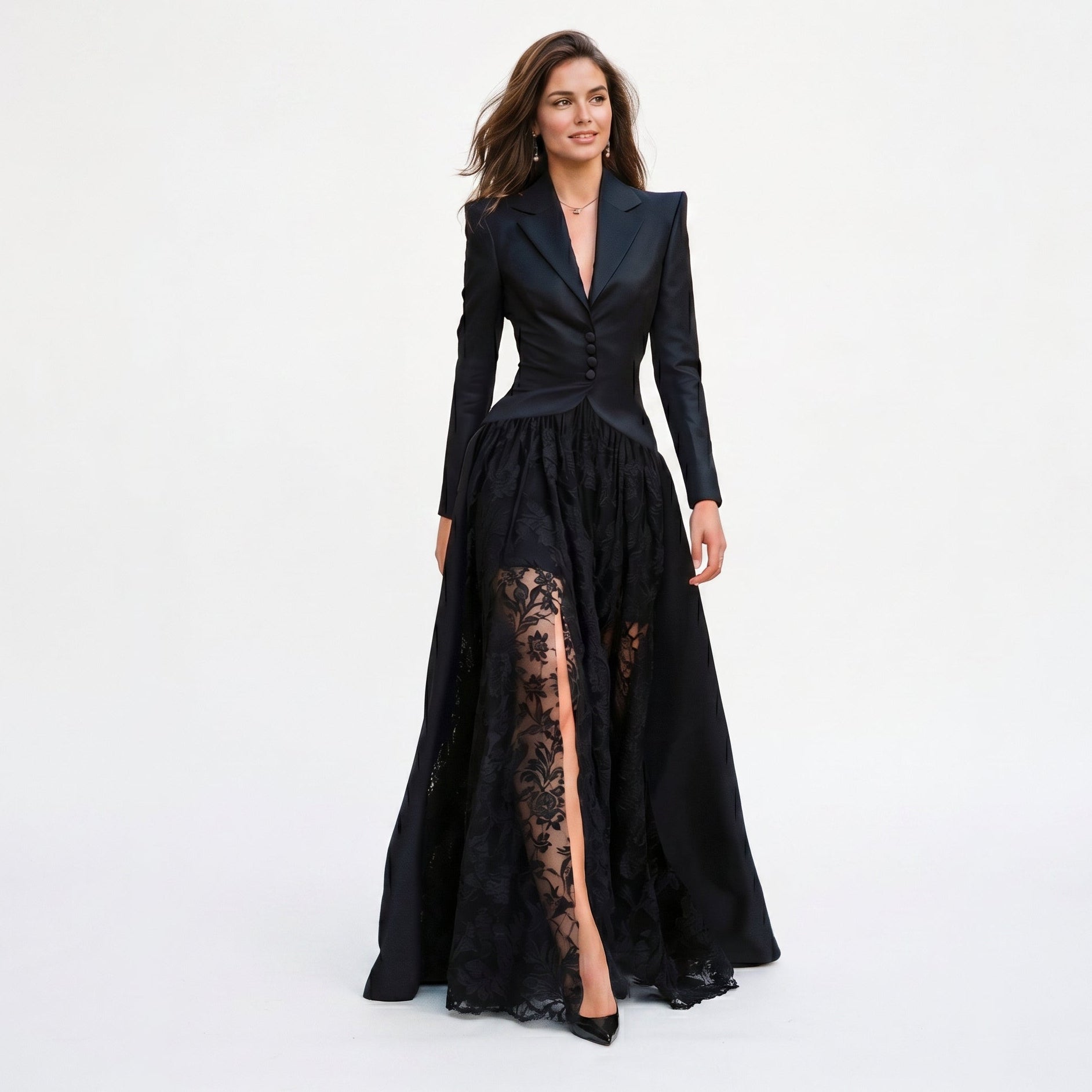 Emma Tailored Blazer Lace Gown Evening Set