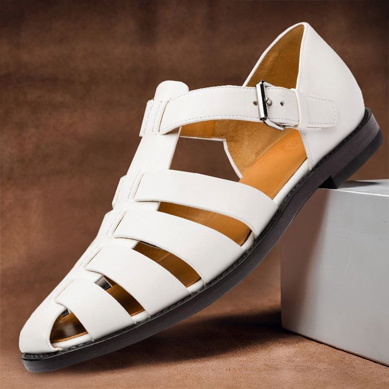 Mens Slip-On Leather Fisherman Sandals