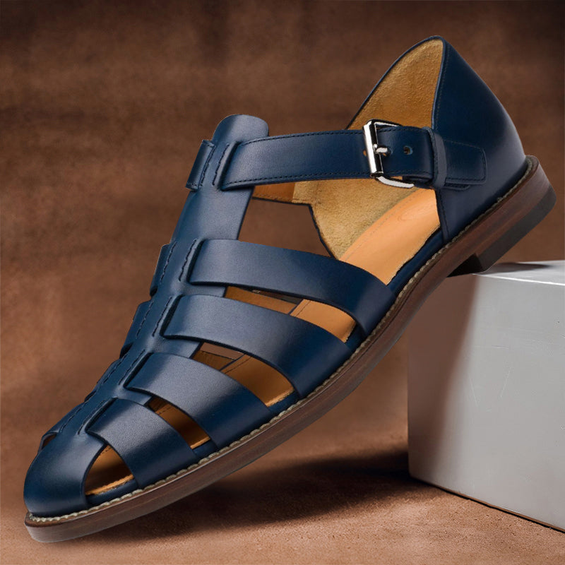 Mens Slip-On Leather Fisherman Sandals