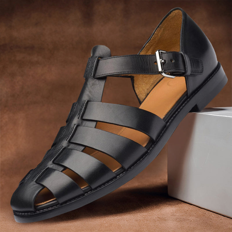 Mens Slip-On Leather Fisherman Sandals