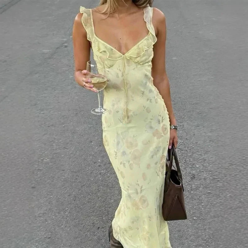 Floral Sleeveless Backless Beach Dress