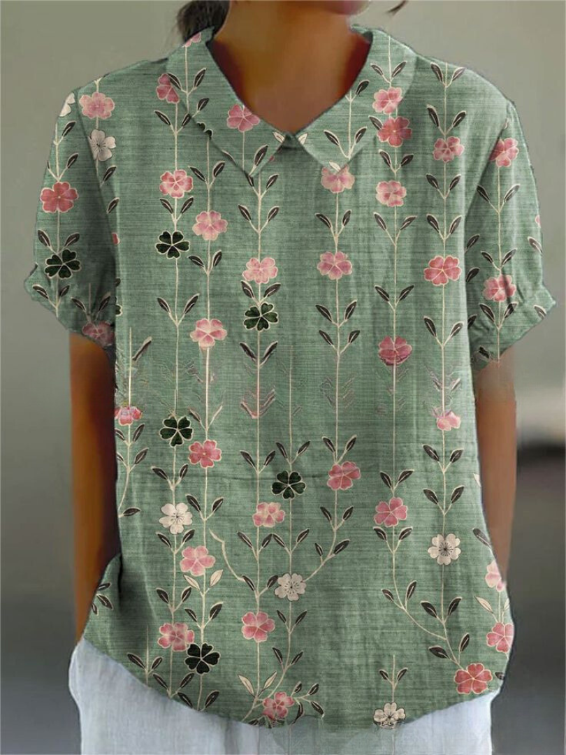 Relaxed Floral Print Casual Shirt