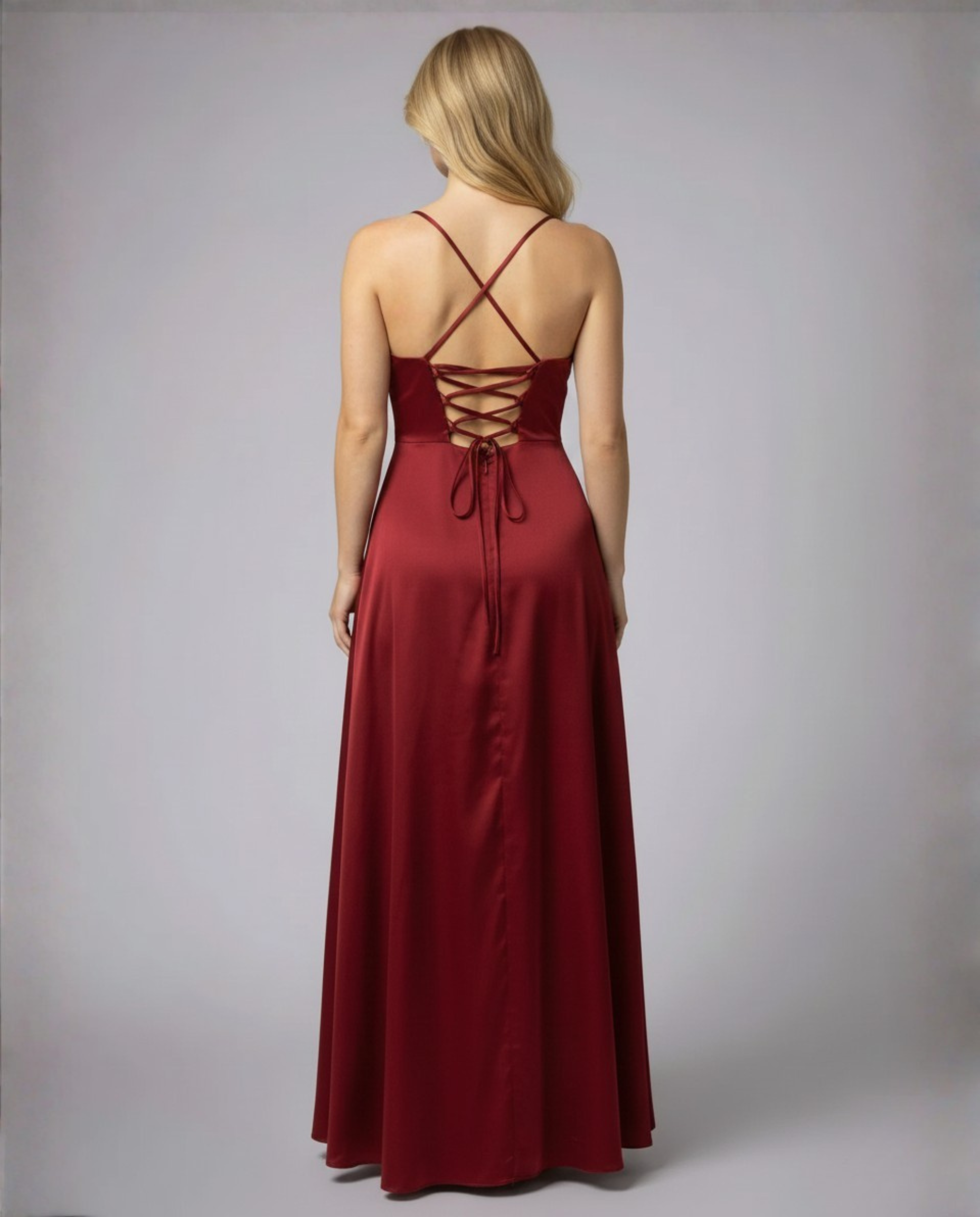 Sleeveless Satin Maxi Dress with Braided Back