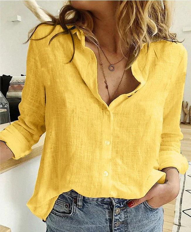 Half Sleeve V-Neck Casual Women Blouse