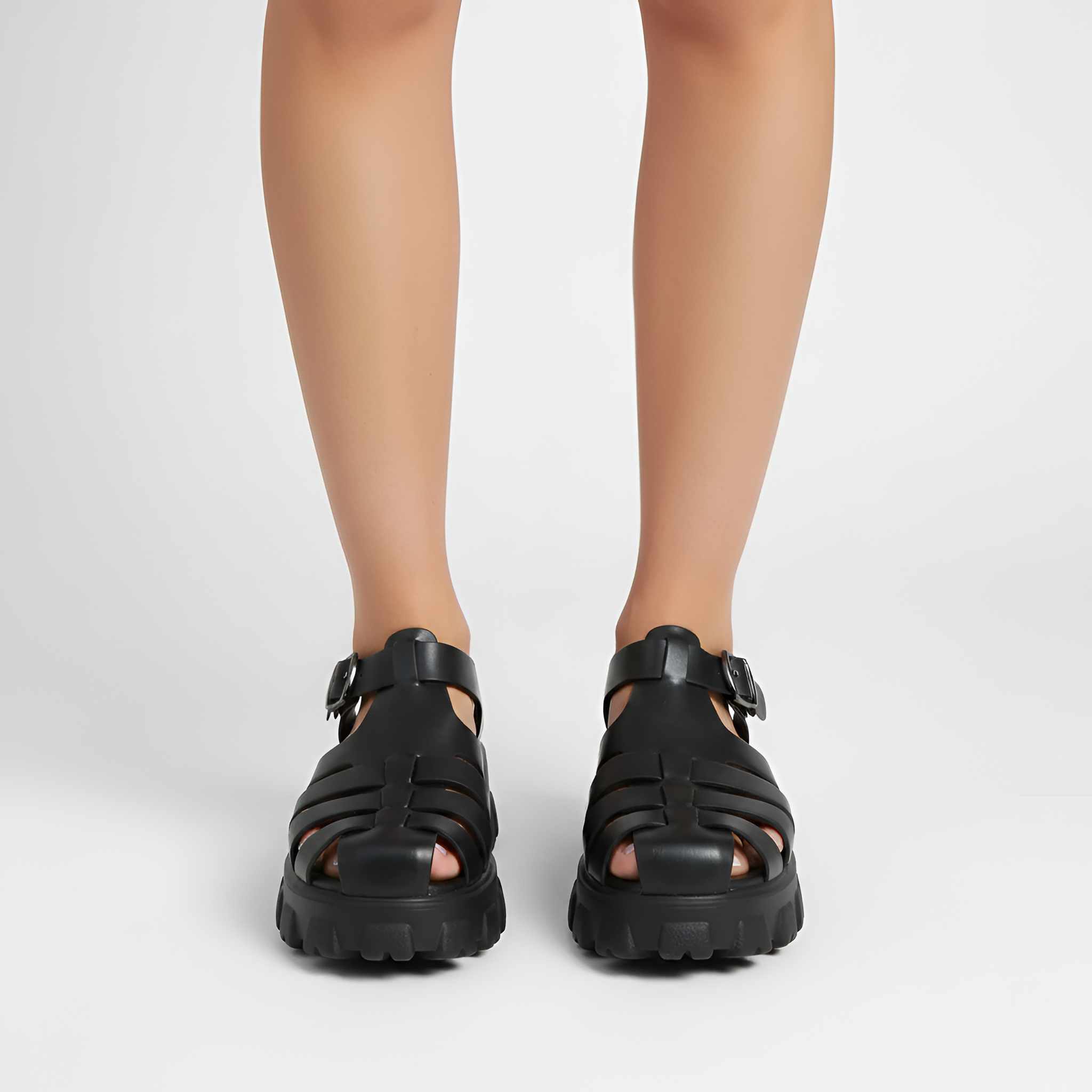 Closed Toe Platform Fisherman Sandals with Buckle Strap