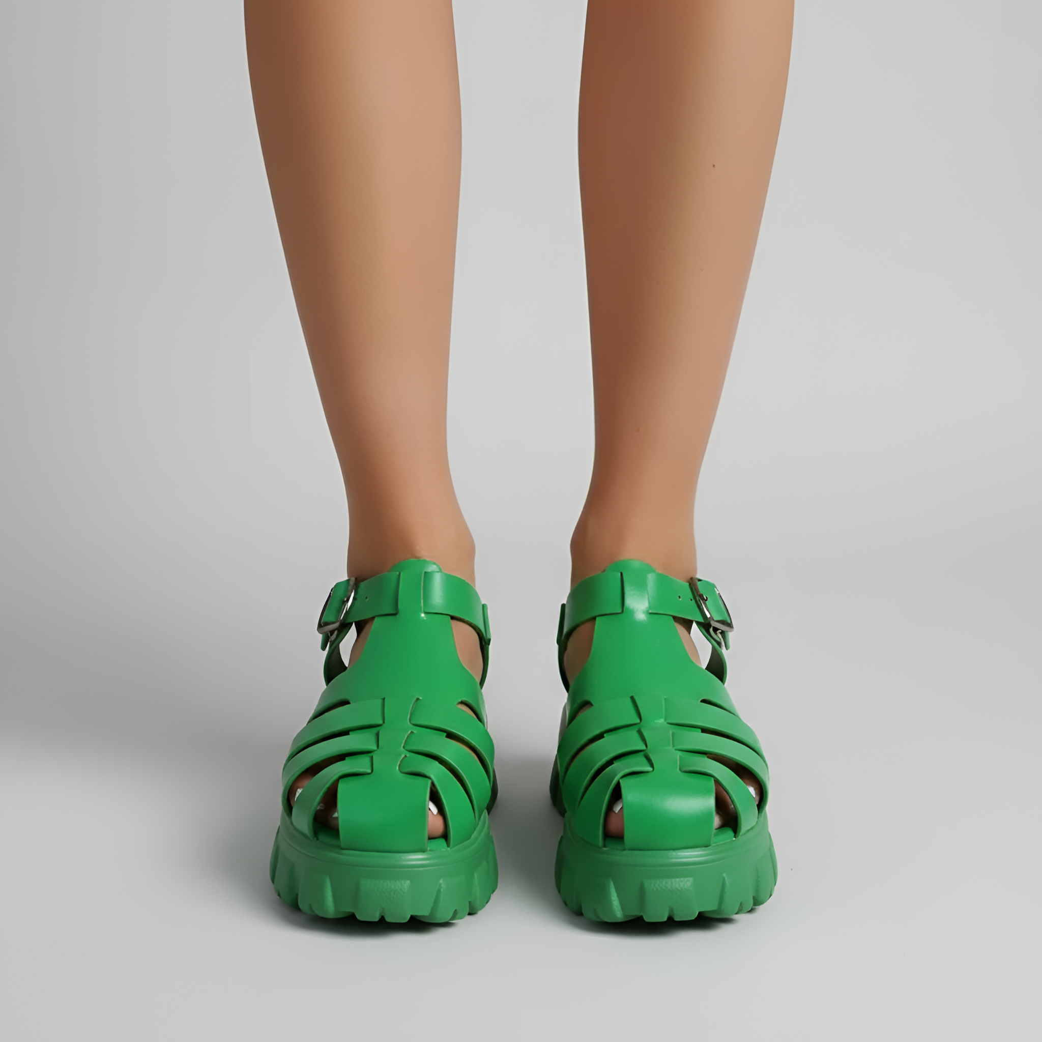 Closed Toe Platform Fisherman Sandals with Buckle Strap