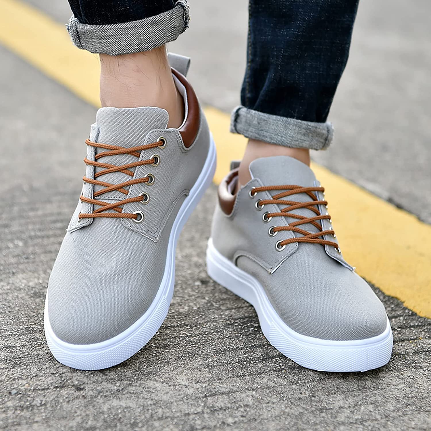 Men's Casual Canvas Sneakers With White Sole