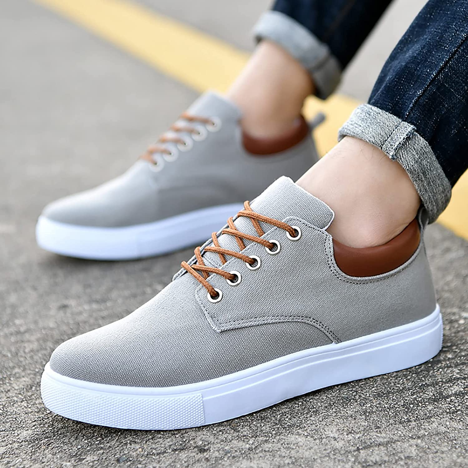 Men's Casual Canvas Sneakers With White Sole