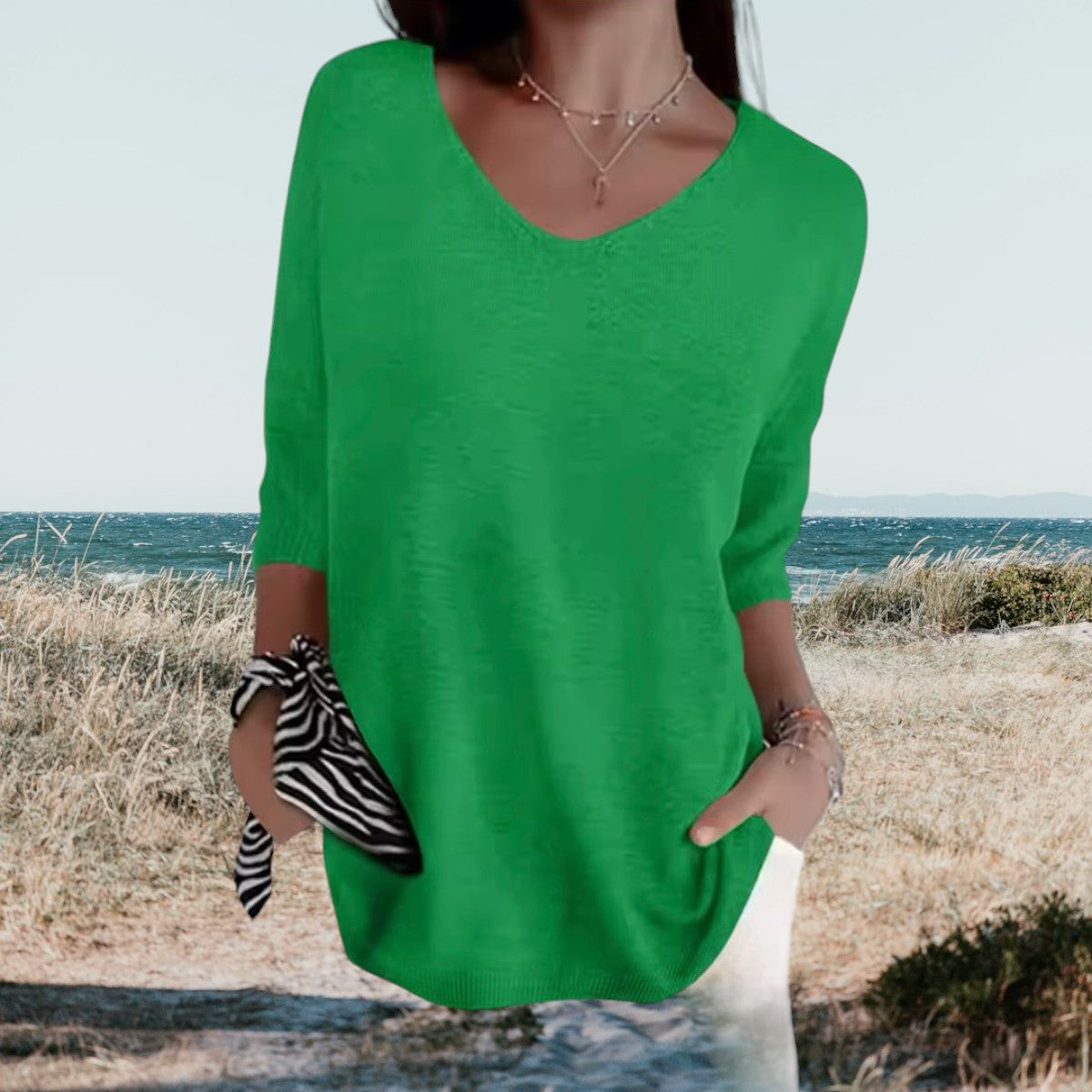 Loose Fit V Neck Summer Top