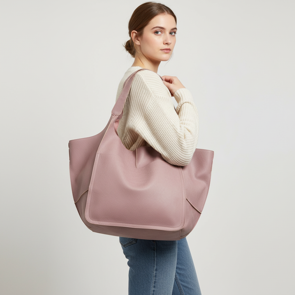 Roomy Vegan Leather Everyday Tote Bag