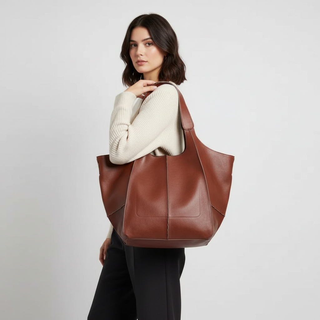 Roomy Vegan Leather Everyday Tote Bag