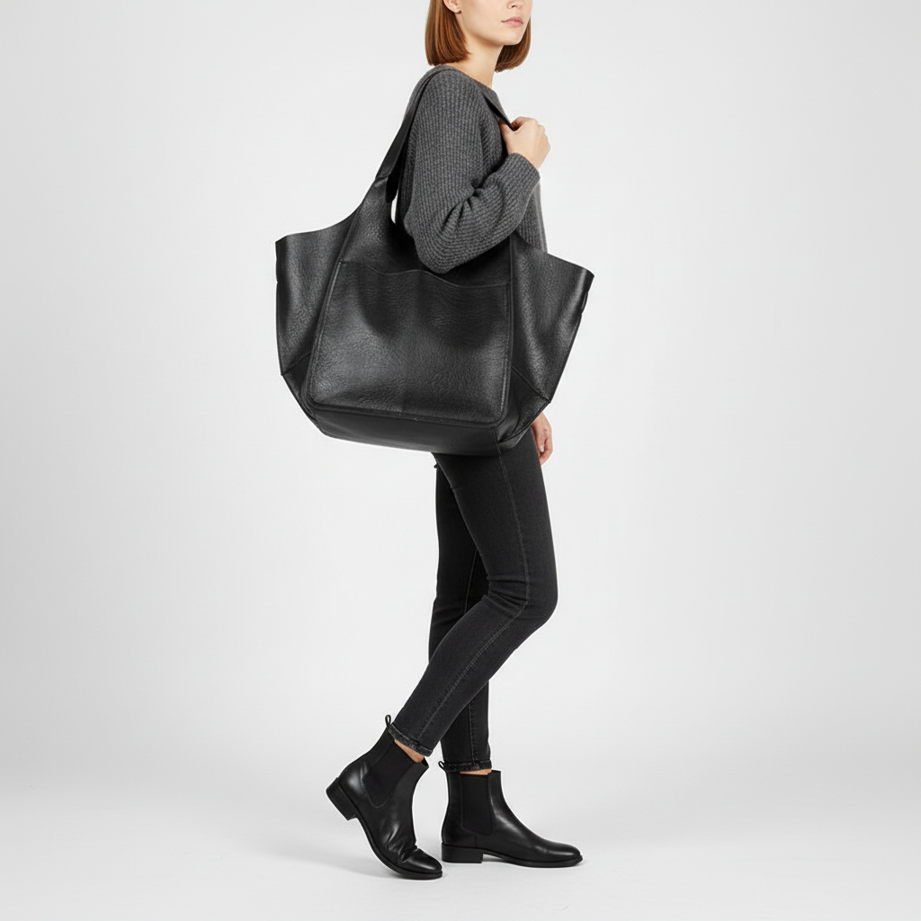 Roomy Vegan Leather Everyday Tote Bag