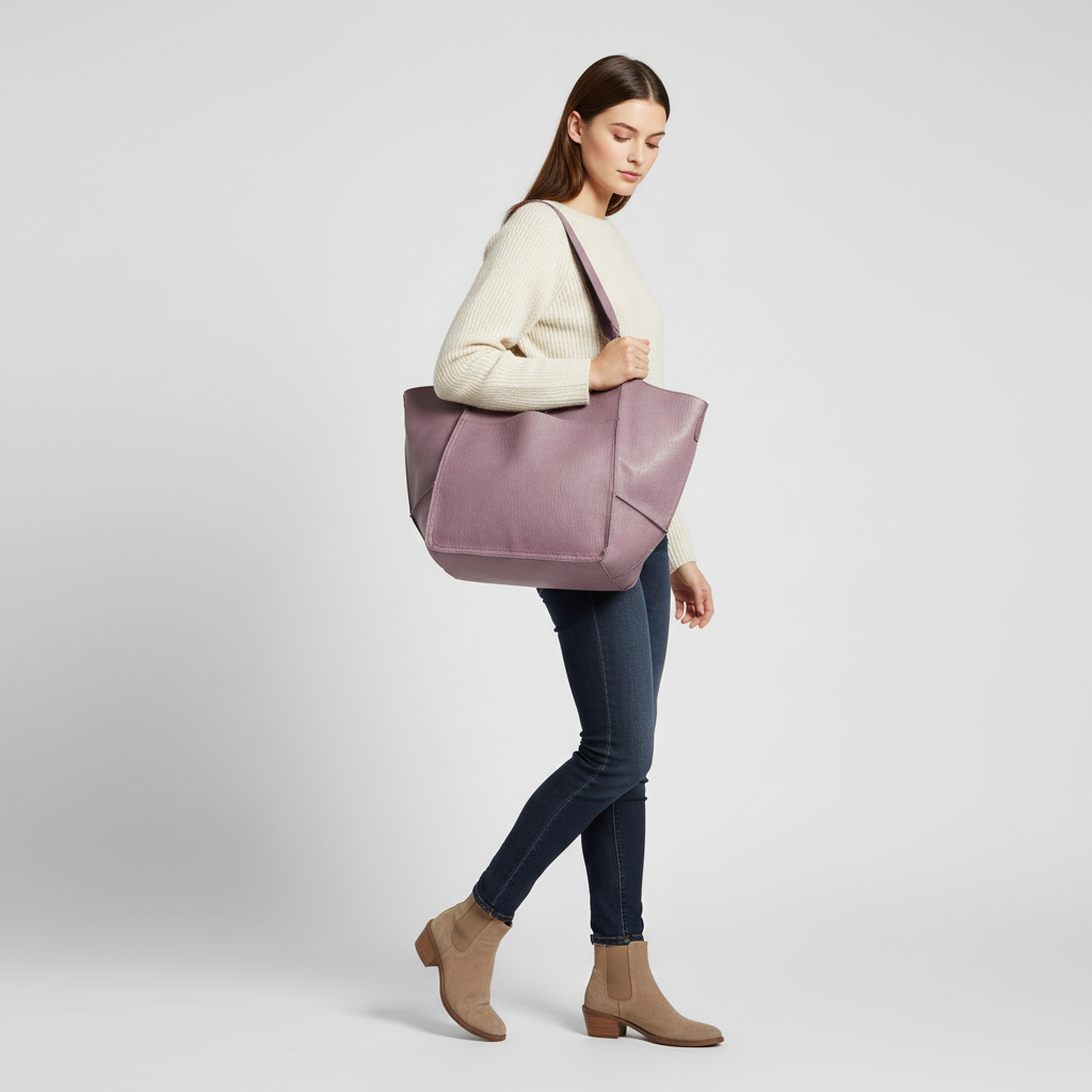 Roomy Vegan Leather Everyday Tote Bag