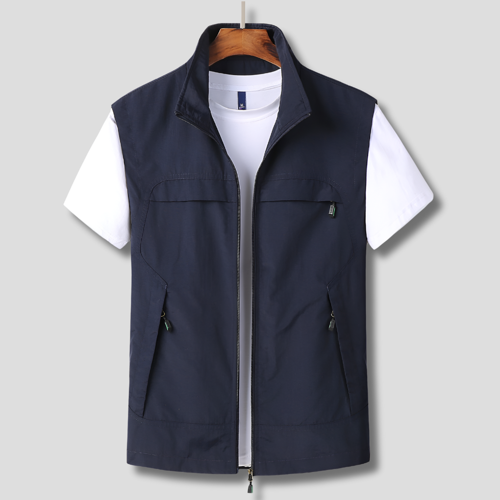 Quick-Dry Mesh Panel Zip-Up Vest