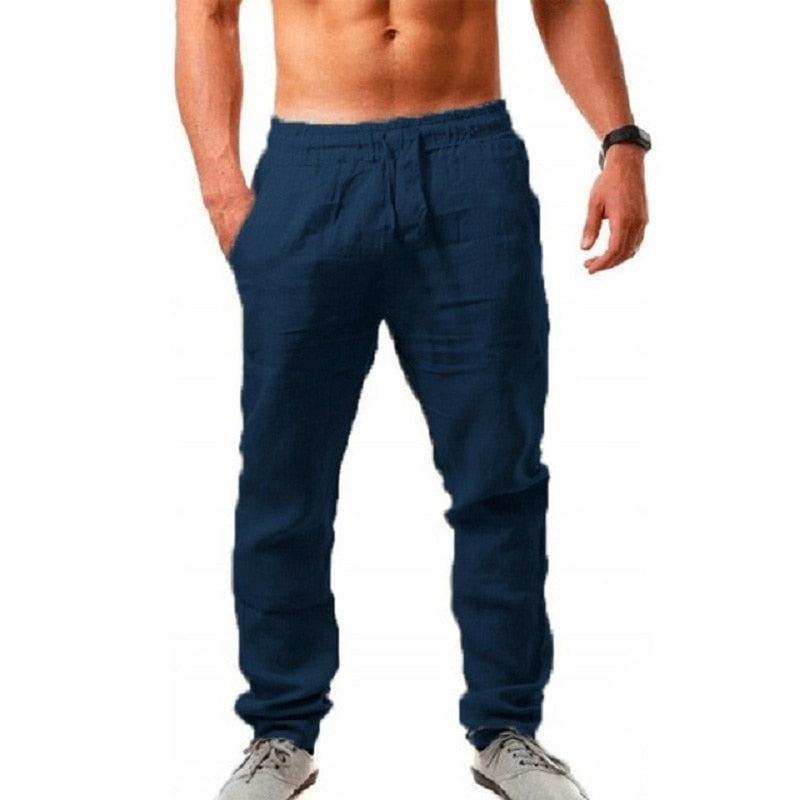 Relaxed Fit Linen Trousers for Men