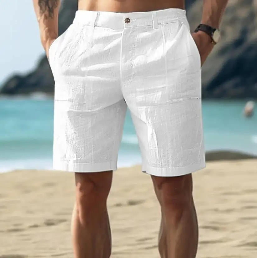 Men's Relaxed Fit Linen Drawstring Shorts