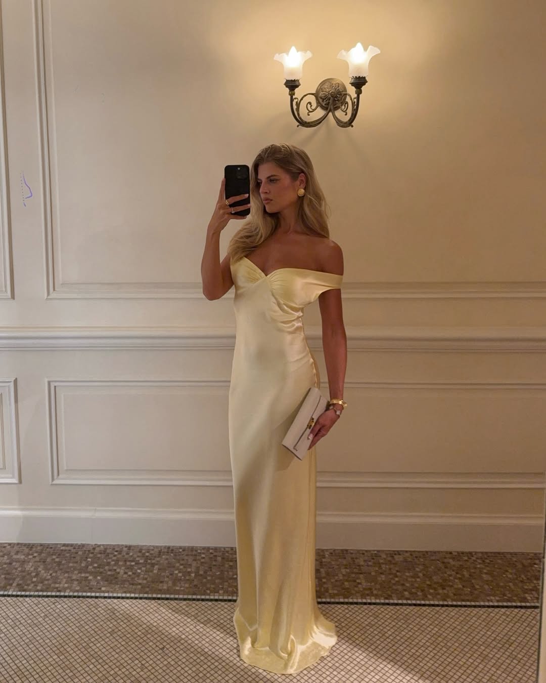Off-Shoulder Satin Backless Maxi Gown