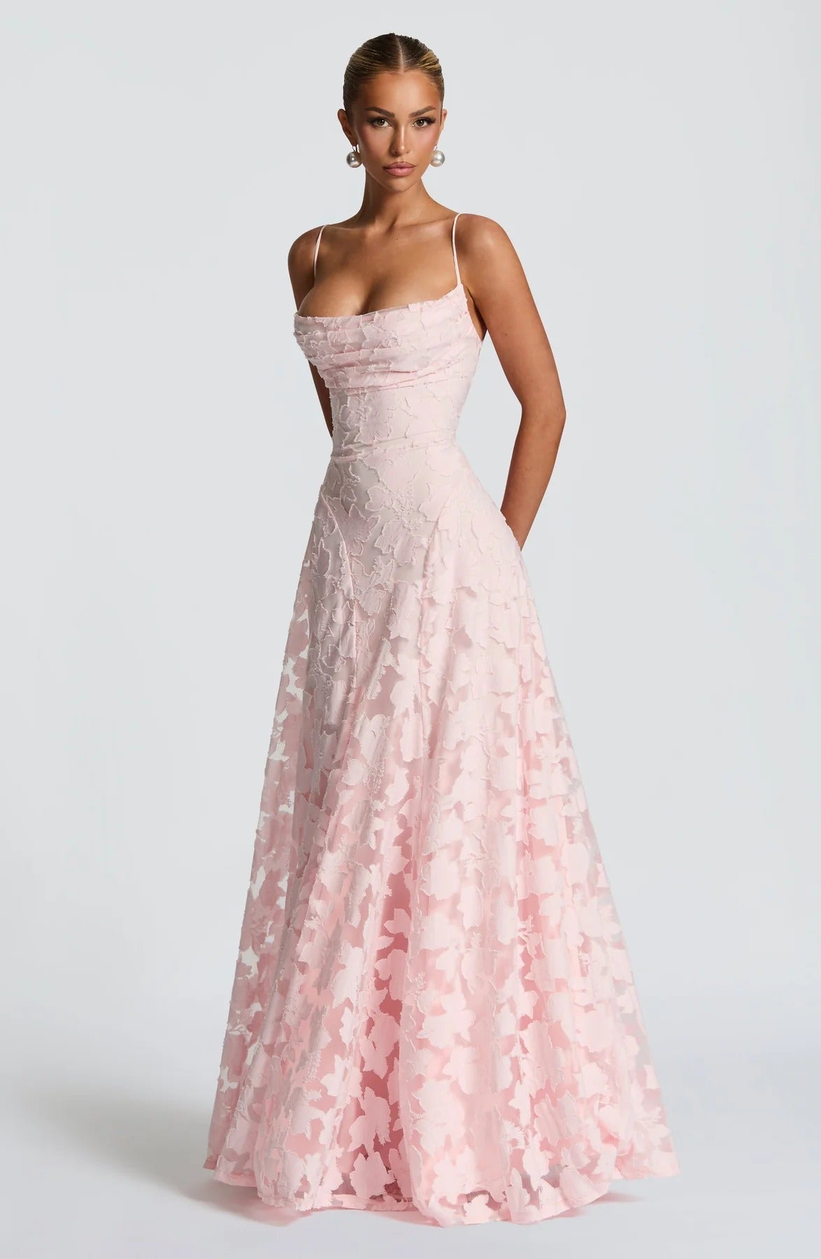 Floral Jacquard Sleeveless Maxi Dress