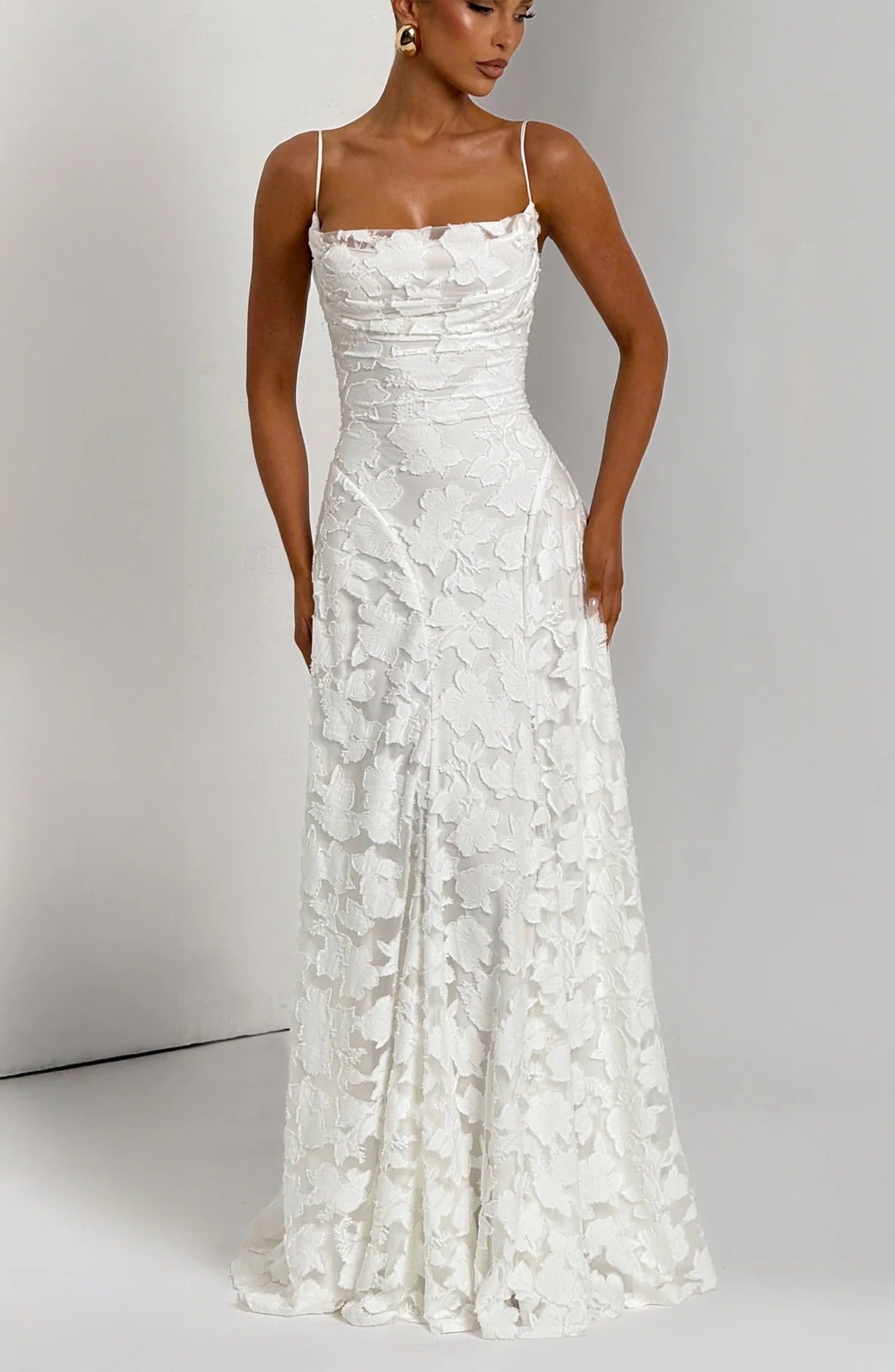 Floral Jacquard Sleeveless Maxi Dress