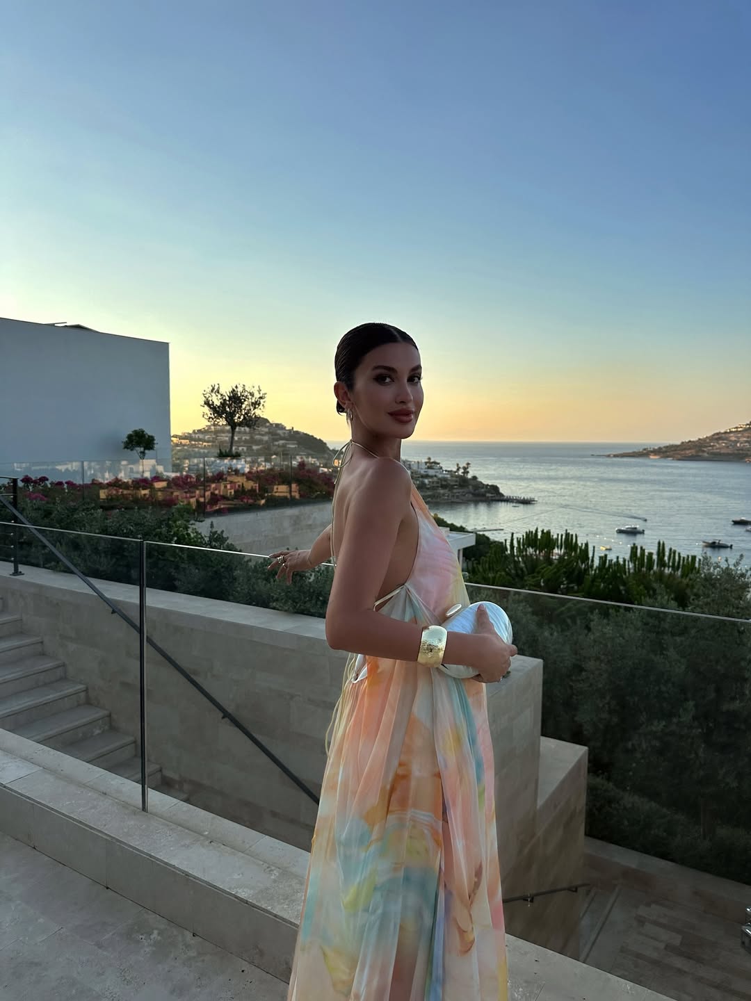 Printed Halter Maxi Dress With Backless Design