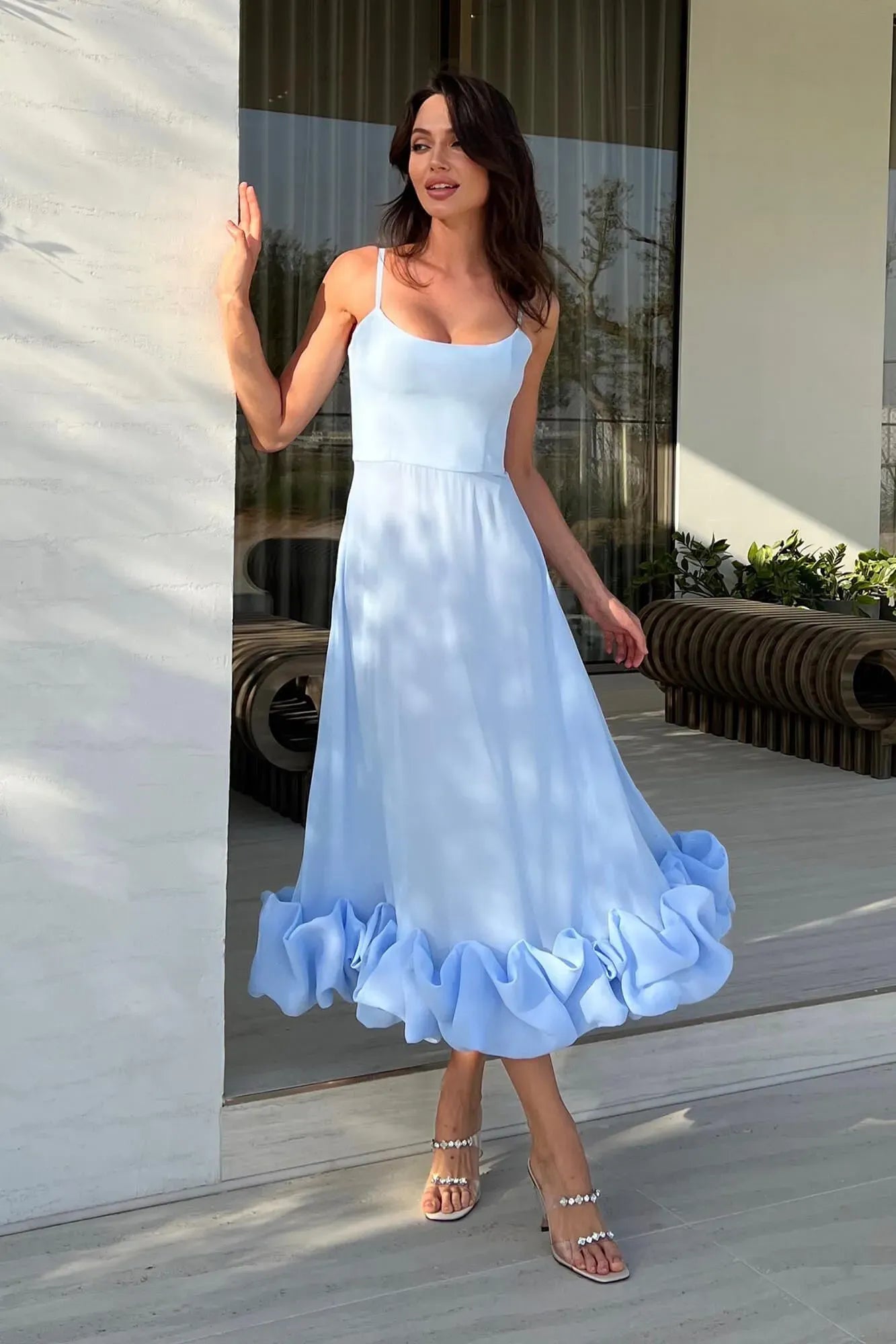 Sleeveless Defined-Waist Twirl Midi Dress