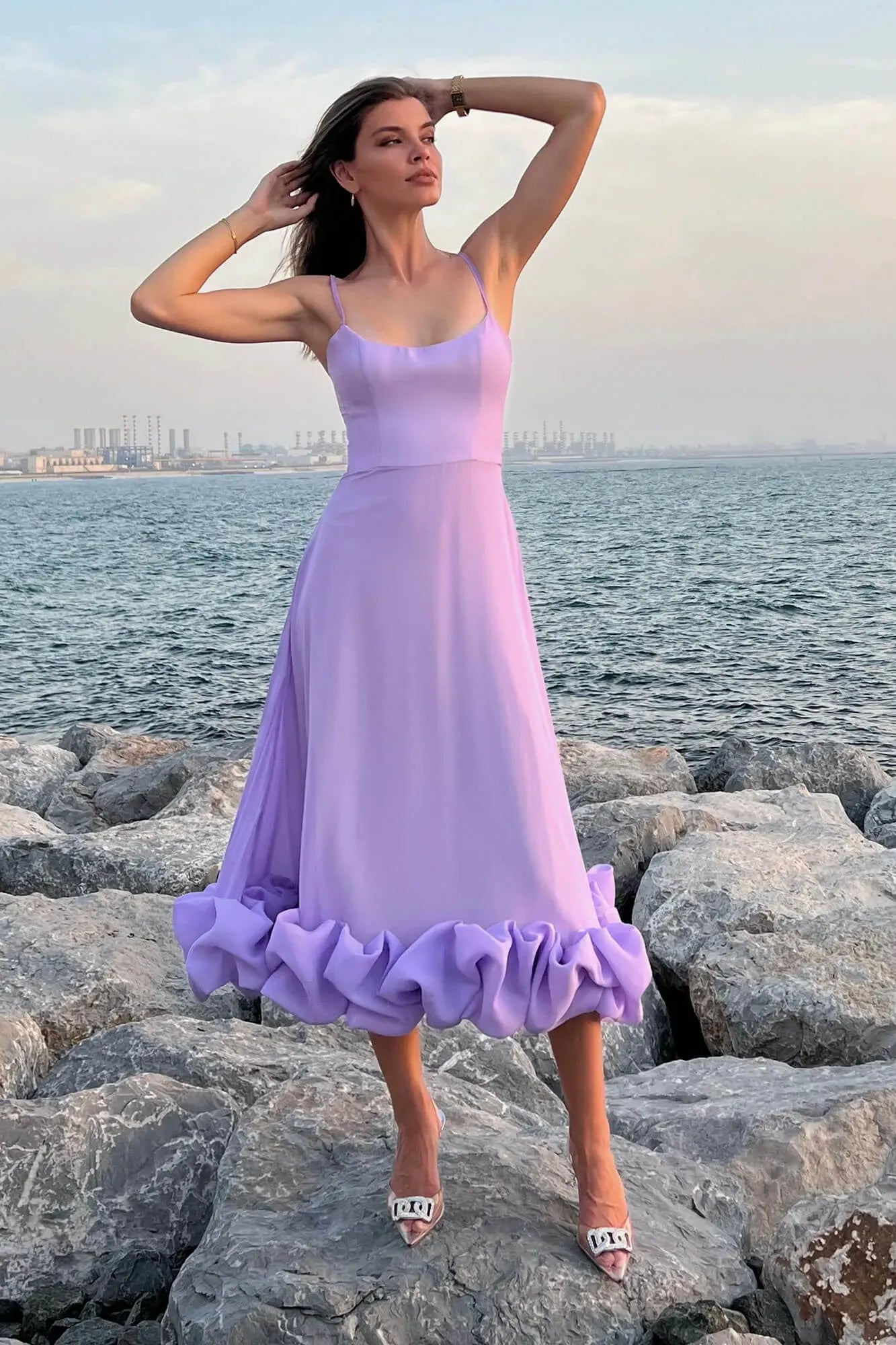 Sleeveless Defined-Waist Twirl Midi Dress