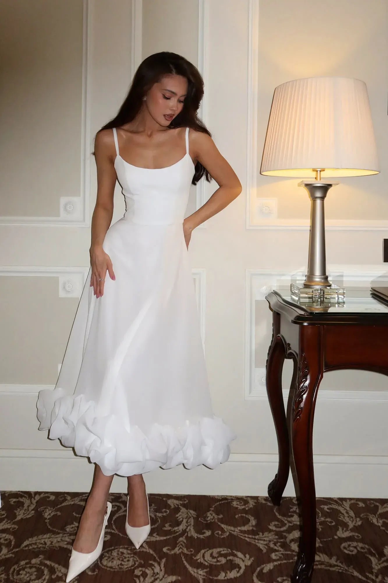 Sleeveless Defined-Waist Twirl Midi Dress