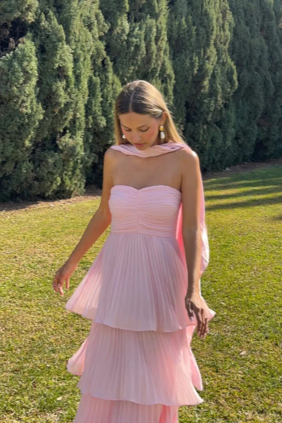 Strapless Tiered Maxi Dress for Weddings
