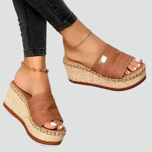 Women's Espadrille Wedge Sandals With Wide Strap