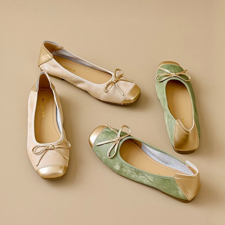 Square Toe Bow Ballet Flats