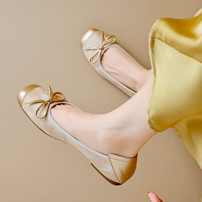 Square Toe Bow Ballet Flats