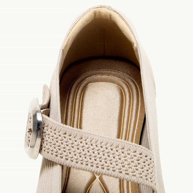 Orthopaedic Mary Jane Flats with Square Toe and Breathable Knit