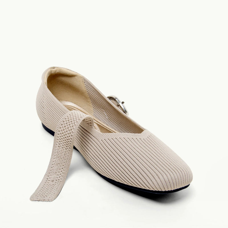 Orthopaedic Mary Jane Flats with Square Toe and Breathable Knit