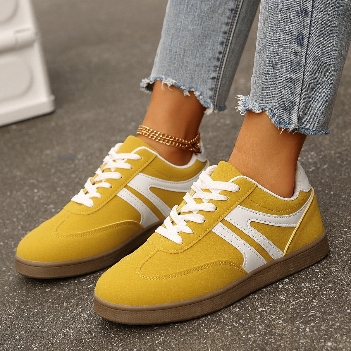 Wide Fit Lace-Up Supportive Sneakers